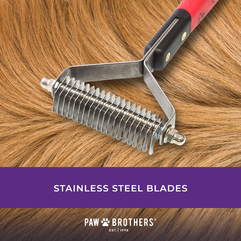 RYAN'S PET SUPPLIES Paw Brothers 20 Blade Medium Double WideDematting Undercoat Rake for Dogs and Cats, Professional Grade, Dog Shedding Brush, Stainless Steel Blades, Rounded Gentle Teeth - PawsPlanet Australia
