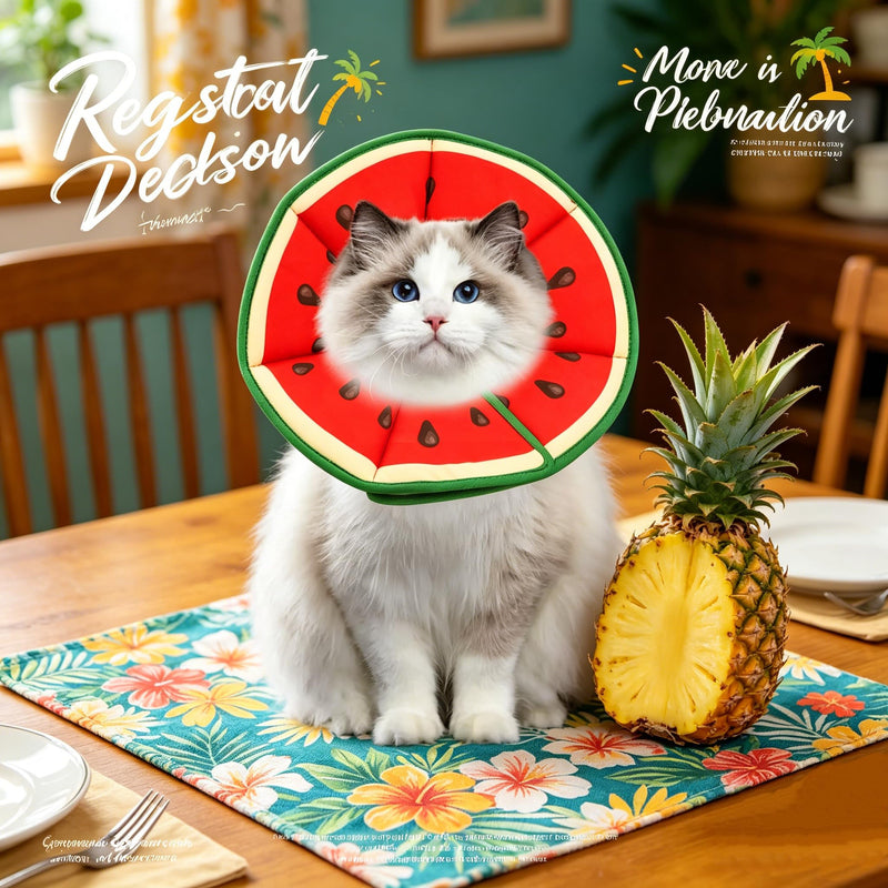 Soft Cat Cone Collar, Watermelon Shape Cat Recovery Collar to Stop Licking, Adjustable Cats Cones, Preventing Licking and Scratching After Surgery Is Suitable for Puppies and Cats to Recover(M)