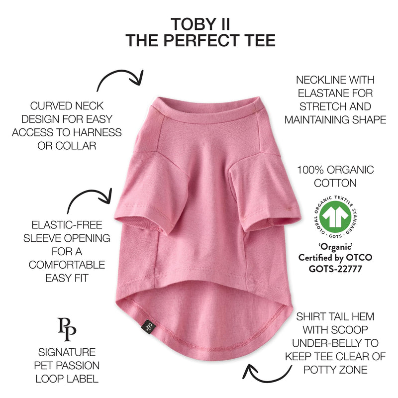Toby II - The Perfect Tee, 8 Pack Short Sleeve Pet T-Shirt 100% Organic Cotton Tees Clothes for Small, Medium, Large Dogs, Rainbow Pink, Medium Medium (20-45 lbs) - PawsPlanet Australia