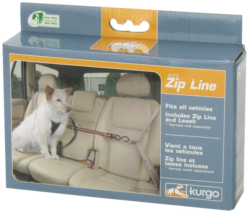 Kurgo Auto Zipline for Dogs, Adjustable Dog Safety Belt Leash, Pet Seat Belt Tether, Reduce Distracted Driving, Includes Zip Line, Leash and Carabiner Clips, 6 feet