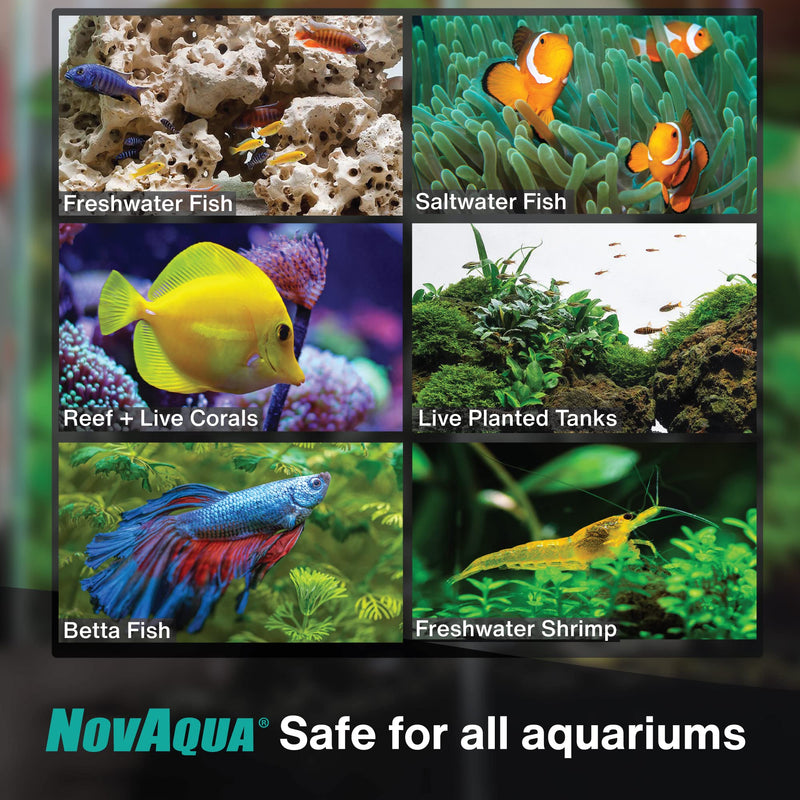 KORDON Novaqua Aquarium Water Conditioner for Freshwater & Saltwater – Instantly Detoxifies Chlorine, Chloramines, & Heavy Metals in Tap Water, Replaces Fish Slime Coat, Adds pH Buffers, 16-ounces - PawsPlanet Australia