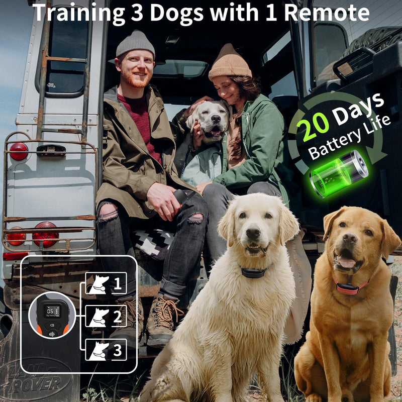PaiPaitek Dog Vibration Collar with Controller No Shock, 3300ft Waterproof Training Dog Collar Beep and Vibrate Only, Security Lock & Rechargeable Vibrating Collar for Dogs 5-120 lbs - No Prongs PD519V1-OR - PawsPlanet Australia