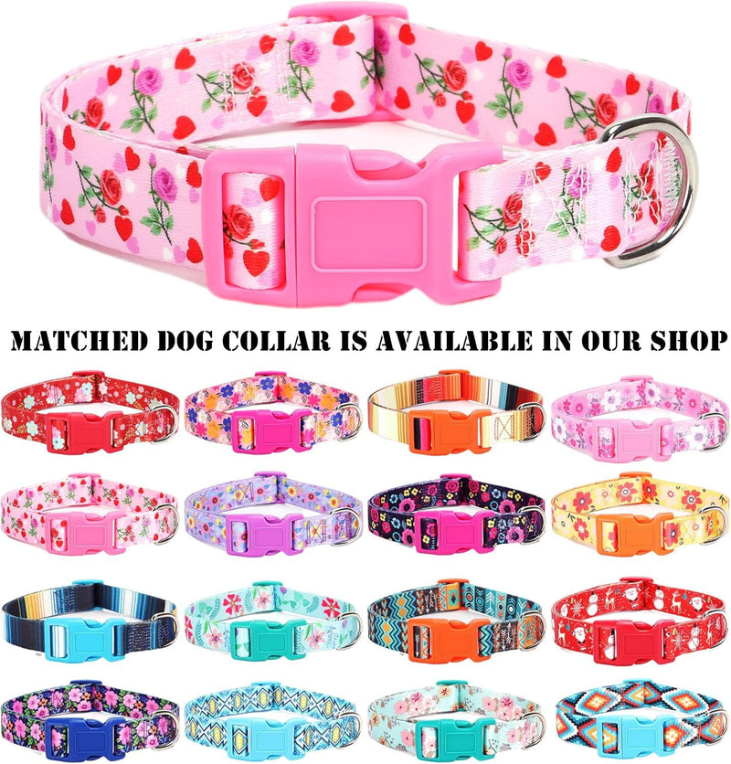 Moonpet Step in Valentine's Day Dog Harness Leash Set- All Weather Reflective No-Pull Floral Pattern Padded Mesh Vest Harness for Cats Puppy Extra-Small Small Medium Large Dogs - Heart Rose - XXS XXS:neck 10.2’’-11.8’’,chest 13’’-14.5’’ - PawsPlanet Australia
