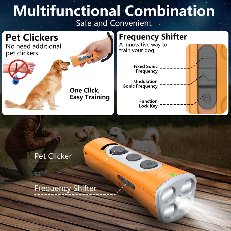 MODUS New Anti Barking Device, 4X Ultrasonic Emitters Dog Bark Deterrent Device, Rechargeable Handheld Dog Barking Control Devices Dog Training&Behavior Aids with 50ft Range Indoor Outdoor(Yellow) Deep Blue Anti Barking Device - PawsPlanet Australia