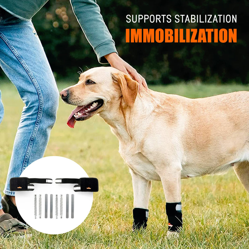 NeoAlly - 3-in-1 Dog Splint Front Leg Support, Front Leg Brace with Rigid and Spring Inserts, Dog Leg Sleeve for Pet Mobility, Stability, & Protection, With Reflective Straps, S-M, 1 Pair S/M