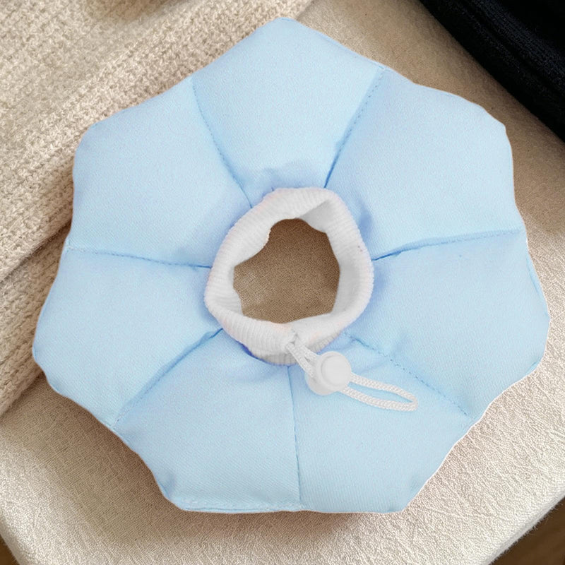 Cat neck collar, anti-bite donut neck collar - gentle recovery collar to stop licking, for kittens, puppies, dogs, rabbits, chinchillas, hamsters, small animals, blue, medium
