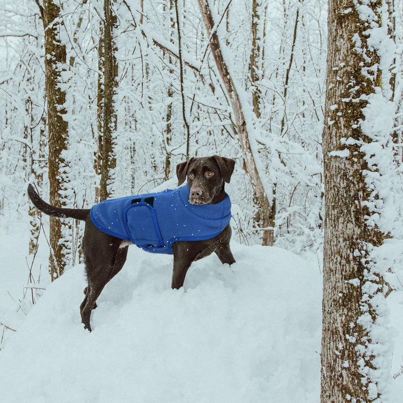 Queenmore Small Dog Sweater, Soft Fleece Vest Pullover Dog Jacket with Leash Hole, Warm Winter Dog Coats Cold Weather Doggy Dachshund Sweaters for Small Dogs Cats Boy or Girl (Blue, S) Blue