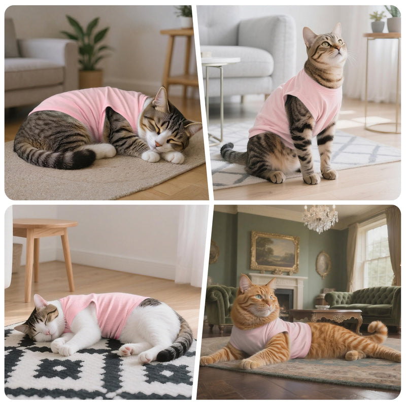 Cat Recovery Suit Anti Licking, Cat Surgery Recovery Suit Female Cats Kitten Onesie After Spay, Cone of Shame Alternative, Post- Surgery Kitten Surgical Clothes for Abdominal Wounds(Pink,M) Medium Pink