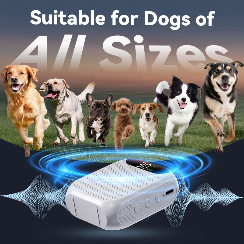 MALOK Dog Bark Deterrent Devices, 30ft Ultrasonic Anti Barking Device for Dogs, Rechargeable Bark Control Device with Adjustable Frequency & Range for Walking, Yard and Home Indoor & Outdoor Use White - PawsPlanet Australia