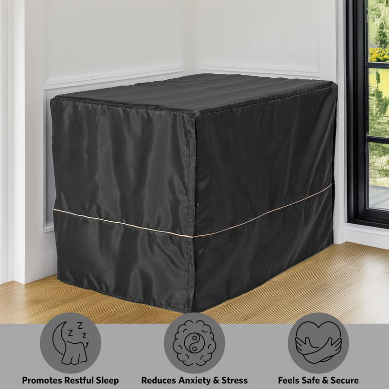 MidWest Homes for Pets Medium Dog Crate Cover, Black Polyester Privacy Kennel Cover Fits Most 30-inch Crates, Machine Washable, Reduces Barking & Chewing - PawsPlanet Australia