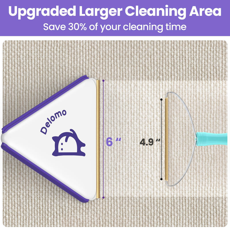 Multi-Use Pet Hair Removal Tool: DELOMO Handheld Fur Rake Scraper – Metal Side for Deep Cleaning on Carpets, Rugs & Car Mats, and Rubber Side for Gentle Cleaning on Couches – Ideal for Pet Homes A: Purple