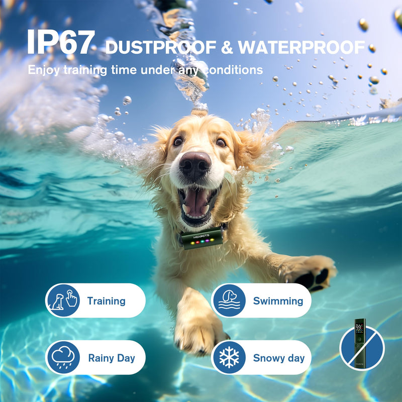 Dog Training Collar with Remote Control, 1600FT Electric Collars for Dogs 8-120 LBs, IP67 Waterproof Collar with Safe Static, Beep, Vibration, Rechargeable E-Collar for Small Medium Large Dogs, Green Green-TC-028 - PawsPlanet Australia