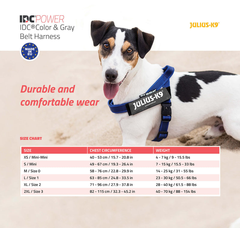 Julius-K9, IDC Color & Gray Belt Harness, Size: 2XL / 3, Blue-Gray 2XL/3