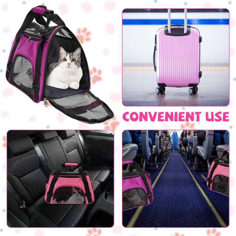2 Pcs Pet Carrier, Soft Sided Pet Travel Carrier for Cats, Airline Approved Kitty Portable Dog Bags for Traveling Little Dogs, Rabbits, Puppy, Cat(S,Pink, Purple) Small Pink, Purple - PawsPlanet Australia
