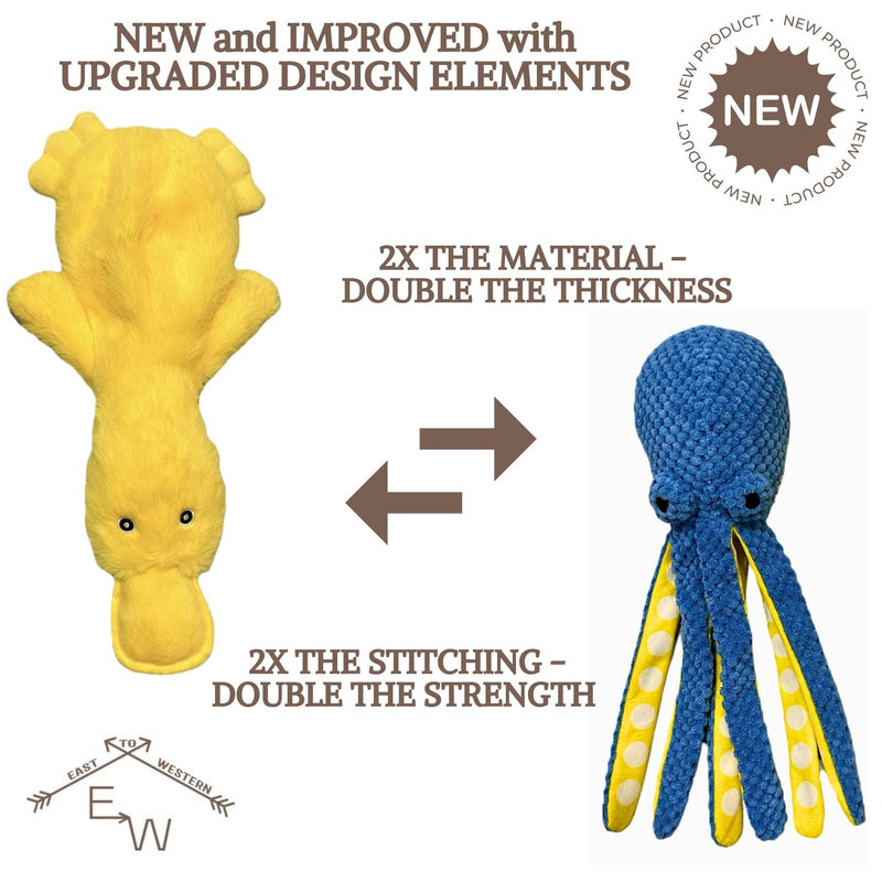 Duck and Octopus Dog Toys - Crinkle Dog Toy, Squeaky Dog Toy, Plush Dog Toy, No Stuffing Dog Toy, Interactive Boredom Busy Toy, Calming Cuddle Dog Toy, Puppy Play Toy - Large, Medium, Small Dog Gifts - PawsPlanet Australia