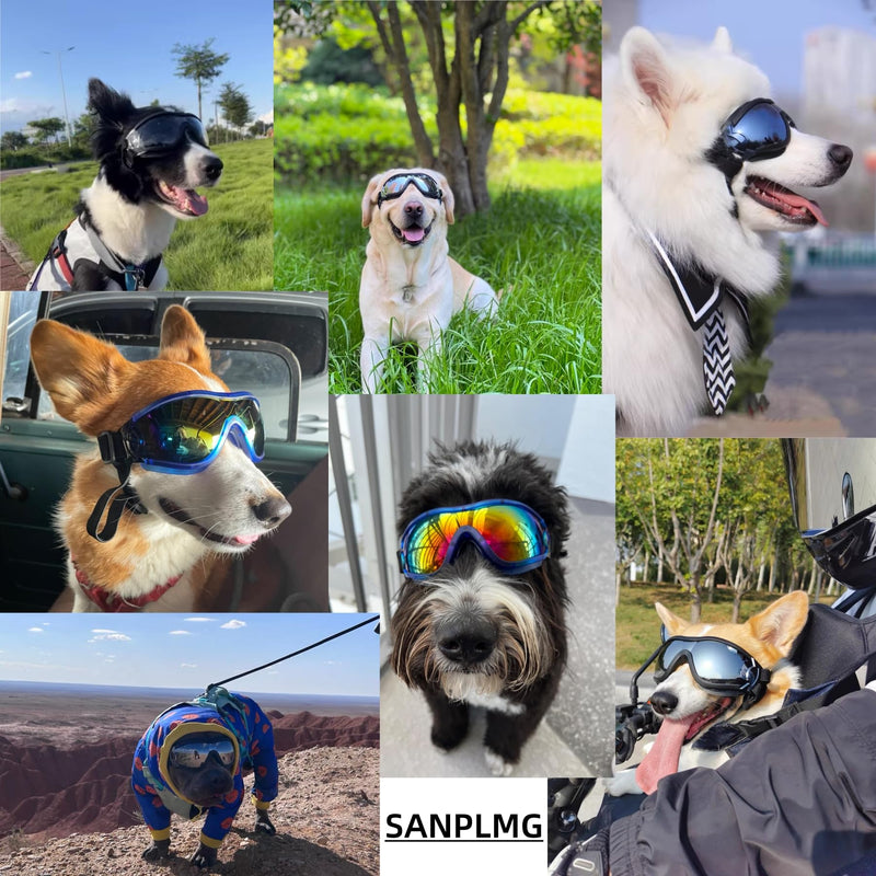 SANPLMG Dog Soft Cute Sunglasses,Pet Goggles,Flexible Frame,Wind Proof,Dust Proof,Eye Protection,with Adjustable Straps,for Medium Dogs,for Long Snout Dogs Cycling,Ski,Motorcycle (1 Pack) (Black/red) Black/red - PawsPlanet Australia