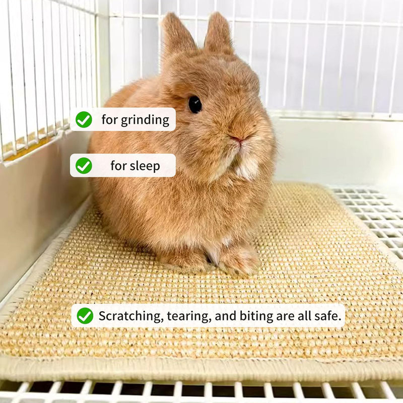 Oncpcare Rabbit Scratch Mat - Natural Bunny Scratching Pad for Claws and Teeth Care, Chew Toys, Pet Cage Bedding for Biting, Sleeping, Nesting - 24x16 Natural 1pcs 24"x16"