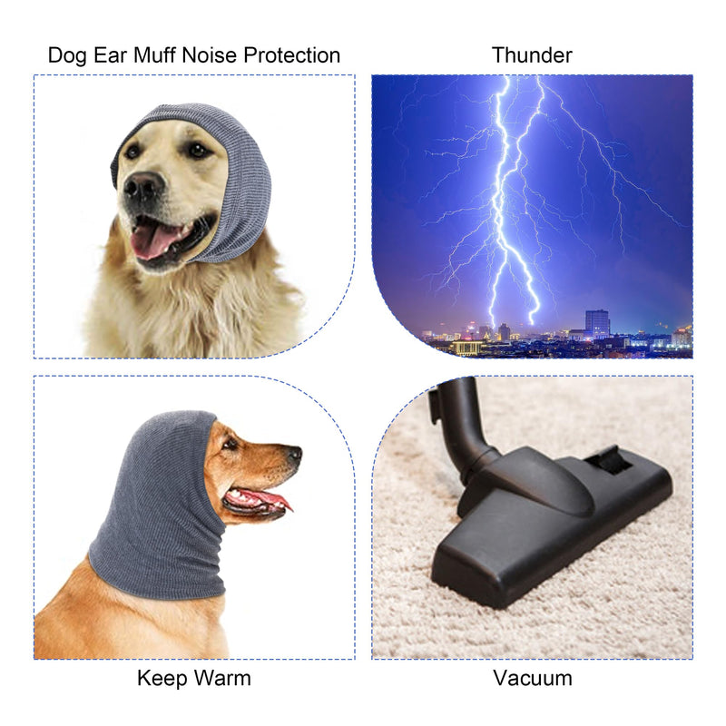 Quiet Ears for Dogs, Rbenxia 1 Piece Dog Ear Cover Hoodies Dog Ear Muffs Headband Noise Ear Protection Warm Winter Ear Scarf (Grey, Medium) Grey - PawsPlanet Australia