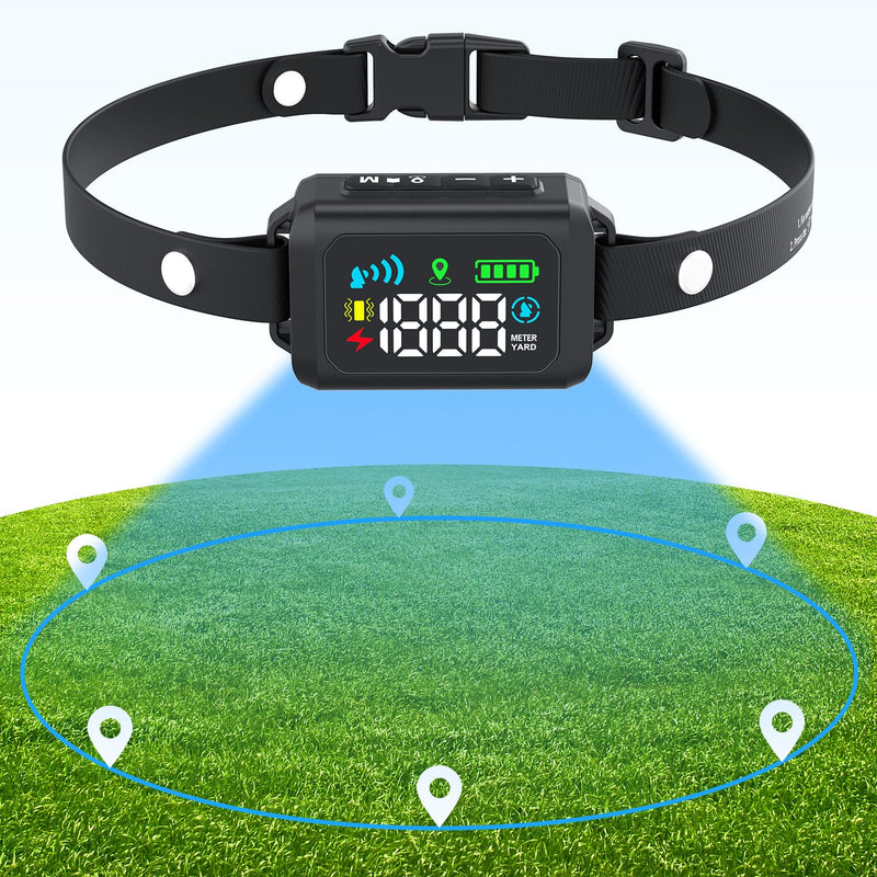 GPS Wireless Dog Fence System, Electric Fence for Dogs, Adjustable Range 99-5997ft, IPX7 Waterproof, Wireless Fence for Dogs, Pet Containment System for Outdoor Use Black