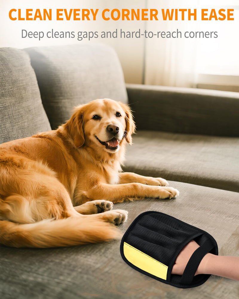 2-Pack Pet Hair Removal Gloves for Cats & Dogs, Upgraded Five-Finger Electrostatic Pet Hair Gloves, Reusable Pet Hair Remover Tool for Couch, Furniture, Clothing, Carpet, Car Seat Black-Type A - PawsPlanet Australia