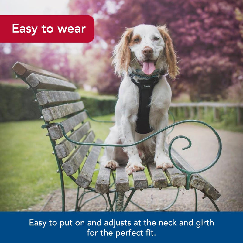 Coastal Pet Reflective Control Handle Harness - Reflective Harness for Dog - Comfortable Fit - Easy Control - Easy On/Off Design - Safety Equipment for Dogs - Black, Girth: 26"-38" x Neck: 16"-24" Medium - Girth: 20"-30" x Neck: 12"-18" - PawsPlanet Australia