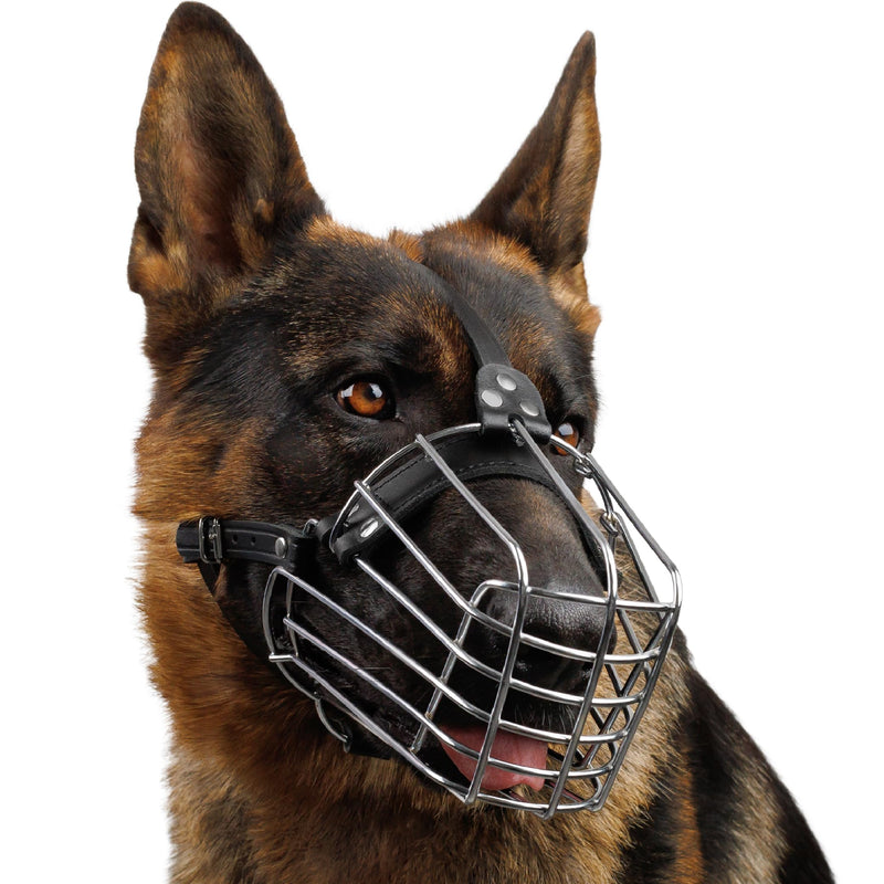 BRONZEDOG Dog Muzzle Wire Basket Metal Mask for Medium Large Dogs (Size 6: German Shepherds) Size 6: German Shepherds