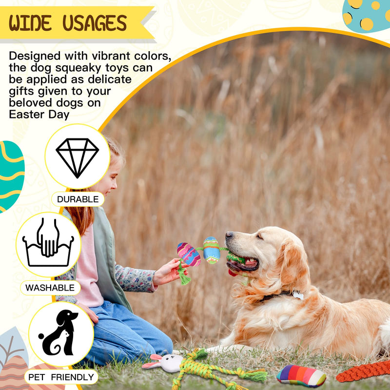 12 Pcs Easter Dog Toy Dog Squeaky Toys Stuffed Carrot Dog Toy Dog Easter Basket Stuffers Rope Dog Chew Toy Easter Egg Bunny Shape Dog Plush Toy for Dog Playing Training Teeth Cleaning - PawsPlanet Australia
