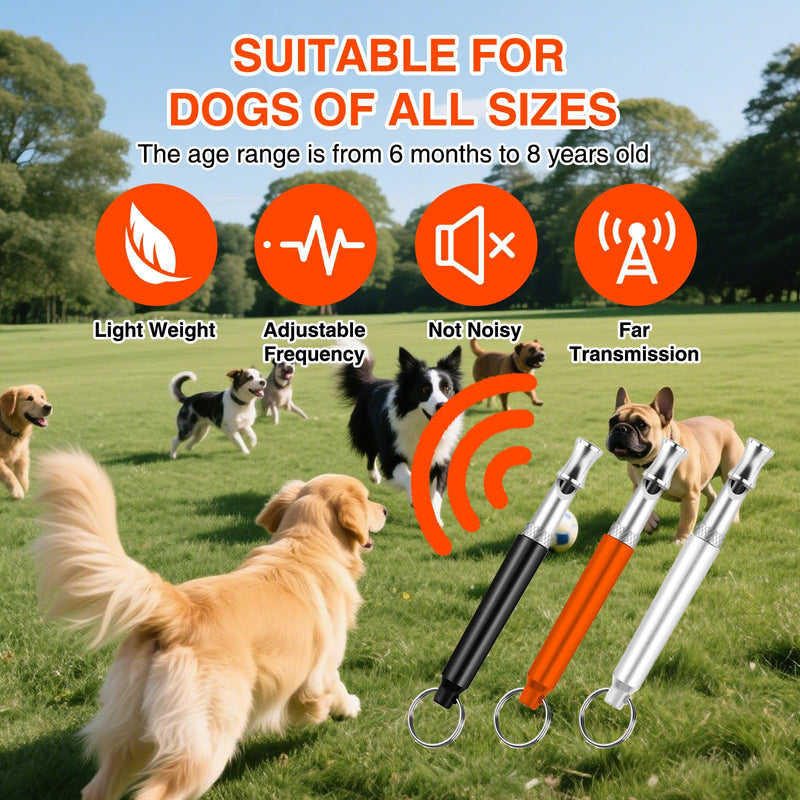 3 Pack Dog Whistle Training, Adjustable Volume Dog Whistle with Lanyard(Black,White and Orange) - PawsPlanet Australia