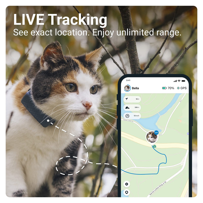 Tractive GPS Tracker & Health Monitoring for Cats (6.5 lbs+) - Market Leading Pet GPS Location Tracker | Wellness & Escape Alerts | Waterproof | Works with Any Collar (Dark Blue) - PawsPlanet Australia