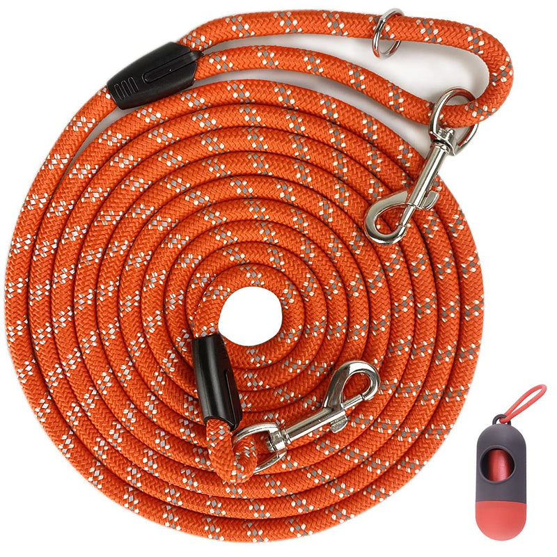 Long Rope Dog Leash for Dog Training 12FT 20FT 30FT 50FT, Reflective Threads Dog Cat Leashes Tie-Out Check Cord Recall Training Agility Lead for Large Medium Small Dogs (Orange, 10mm*30ft) ORange - PawsPlanet Australia