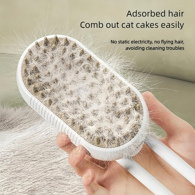 Cat Hair Steam Brush for Shedding，Cloud Care Cat Brush, 2024 Best Cat Steam Brush, Pet Steam Brush, 3-in-1 Self-Cleaning Cat Brush with 360° Rotating Arm, Detachable Silicone Bristle Head (White) White - PawsPlanet Australia