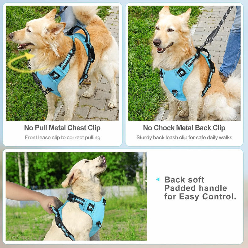 No Pull Dog Harness, Reflective Comfortable Vest Harness with Easy Control Handle Adjustable Soft Padded Pet Vest for Small to X-Large Dogs (Purple, Small (Approx Weight:8.81-16.53 LB)) Purple - PawsPlanet Australia