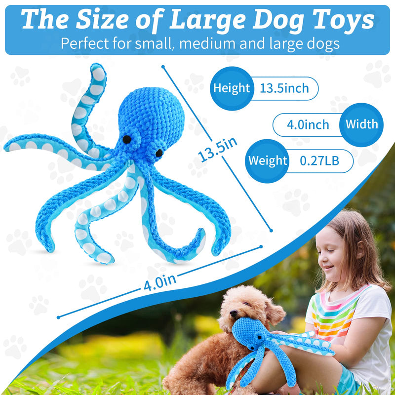 Large Squeaky Dog Toys：Plush Dog Toys with Soft Fabric for Small, Medium and Large Dogs-Octopus Stuffed Dog Toys to Keep Them Busy octopus - PawsPlanet Australia