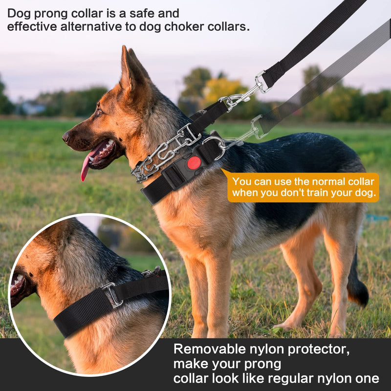 Dog Prong Training Collar, Dog Choke Pinch Collar with Nylon Cover Comfort Tips and Quick Release Snap Buckle, Dog Classic Collar and Dog Leash Medium, 3mm, 14-18'' Neck Black - PawsPlanet Australia