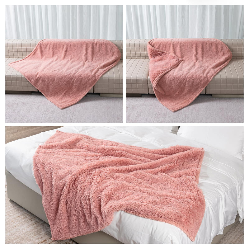Pink Calming Dog Blanket Waterproof Pet Blankets Fluffy Long Faux Fur Cat Throw Blankets for Couch Furniture Protector Love Bed Cover Washable(Pink,M) Pink M-57*40in(145*100cm) - PawsPlanet Australia