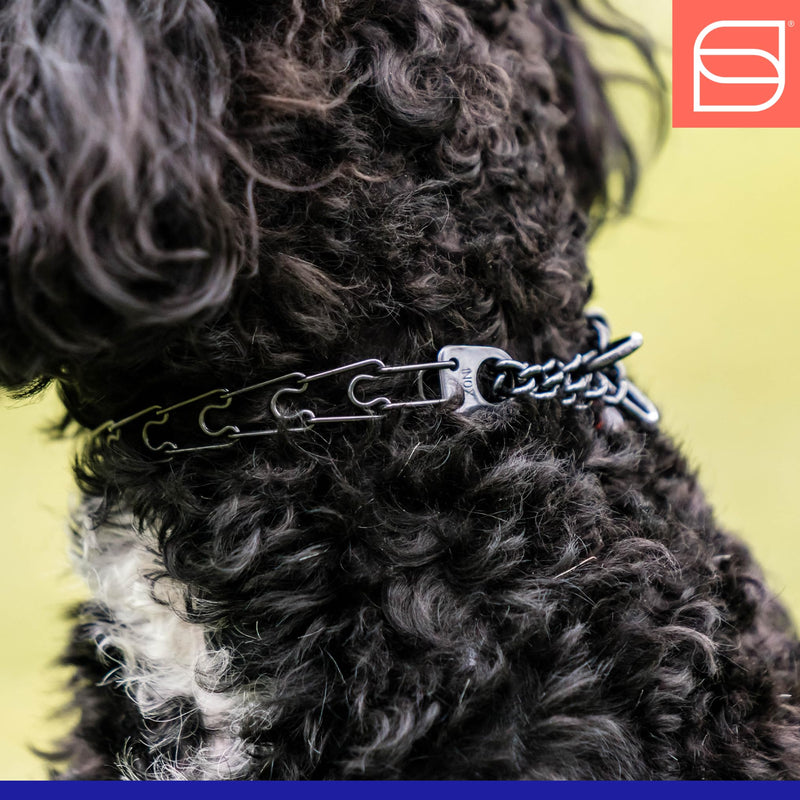Herm. Sprenger Ultra-Plus Micro Prong Dog Training Collar for Smaller Dogs, Anti Pull Training Pinch Collar, Stainless Steel Black (1.5 mm x 9.5" Neck Size; 12-13" Chain Length) - O-Ring Version - PawsPlanet Australia