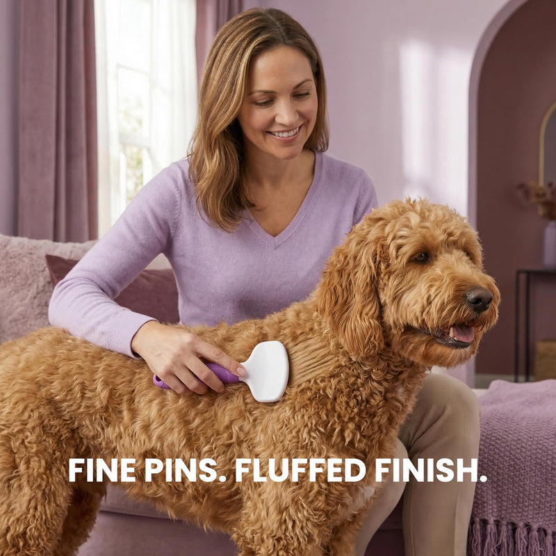 Poodle Pet Slicker Brush - Effortlessly Removes Tangles, Mats & Loose Hair | For Short or Long Hair | Purple