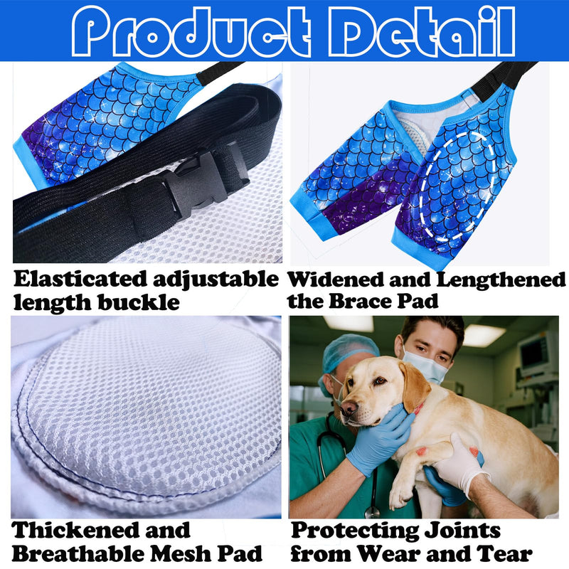 Dog Elbow Wraps Knee Protector Pads Elbow Callus Treatment Sleeve for Wounds Front Legs Prevent Licking for Medium Large Dogs 3XL, Mermaid