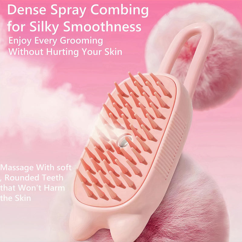 BoBow Pet Steam Brush for Dog & Cat – 3-in-1 Spritz Pet Spray Hair Removal Comb – Steam for Shedding & Grooming – Water Brush for Long & Short Haired Pets – Spritz Defur Comb (Beige) Beige - PawsPlanet Australia
