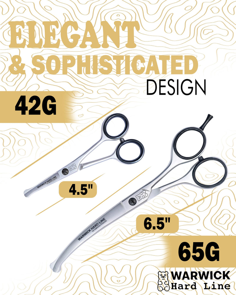 Dog Grooming Curved Scissors 6.5 Inches & Straight 4.5, Pet Grooming Scissors kit for Dogs,Cats,Rabbit & All Pets, Stainless Steel Curved Shears with safty Round tip, Perfect for Home Safe to use. - PawsPlanet Australia