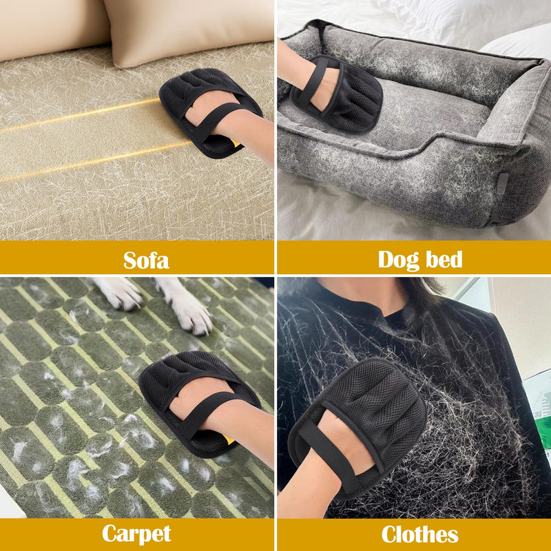 BABORUI Pet Hair Removal Glove - 2 Pack Five Finger Electrostatic Gloves Pet Hair with 2Pcs Flea Comb, Dog and Cat Hair Removal Tool for Furniture Car Couch Carpet Clothes - PawsPlanet Australia