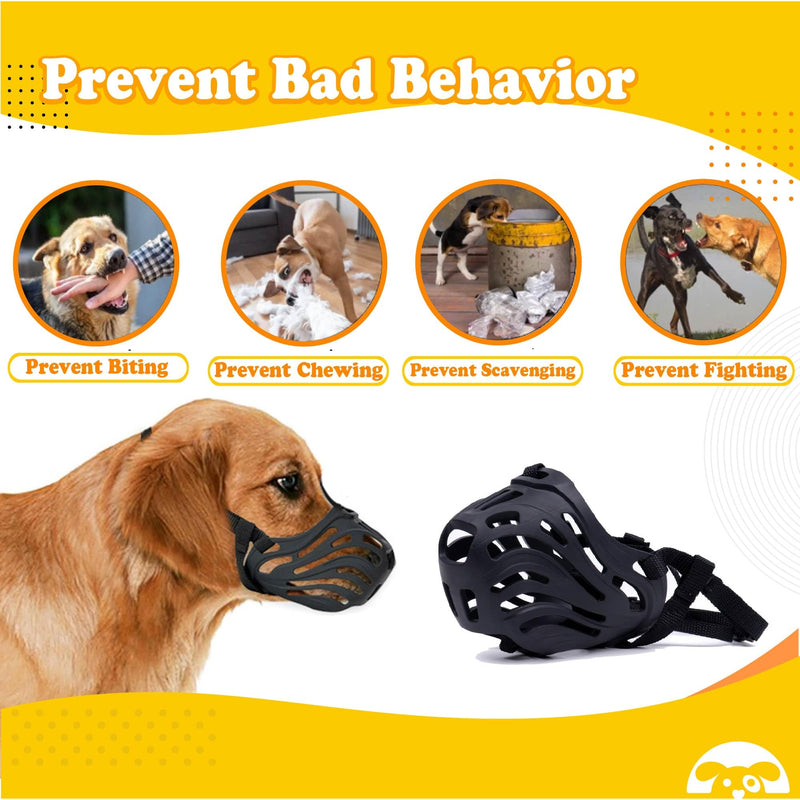 PetnBeyond Silicone Basket Dog Muzzle - for Small, Medium, and Large Dogs - Soft Cage Muzzle to Prevent Biting, Chewing, and Barking - for Grooming, Training - Breathable Humane (Large) - PawsPlanet Australia