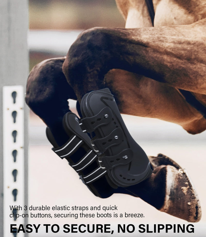 Horse Tendon Boots, Fetlock Boots & Open Front Boots for Jumping, Set of 4, Horse Protection Leg Guard, Black, Horse Size Large - PawsPlanet Australia
