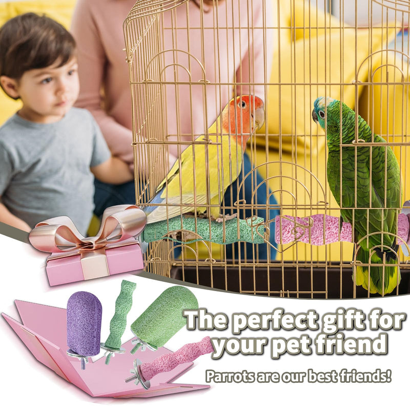 4PCS Bird Beak Grinding Stone,Bird Parrot Cage Perch Stand Platform Foot Claws Trimmer Chewing Toys for Budgies, Parakeets, Cockatiels, Conures - PawsPlanet Australia