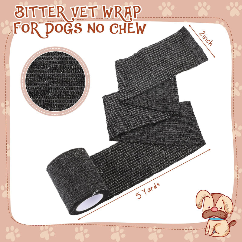 6 Rolls Self Adhesive Bandages Wrap No Chew Bandage for Pets Bitter Bandage Wrap for Dogs and Cats Wound Wrap 2 Inches x 5 Yd(Black) black - PawsPlanet Australia