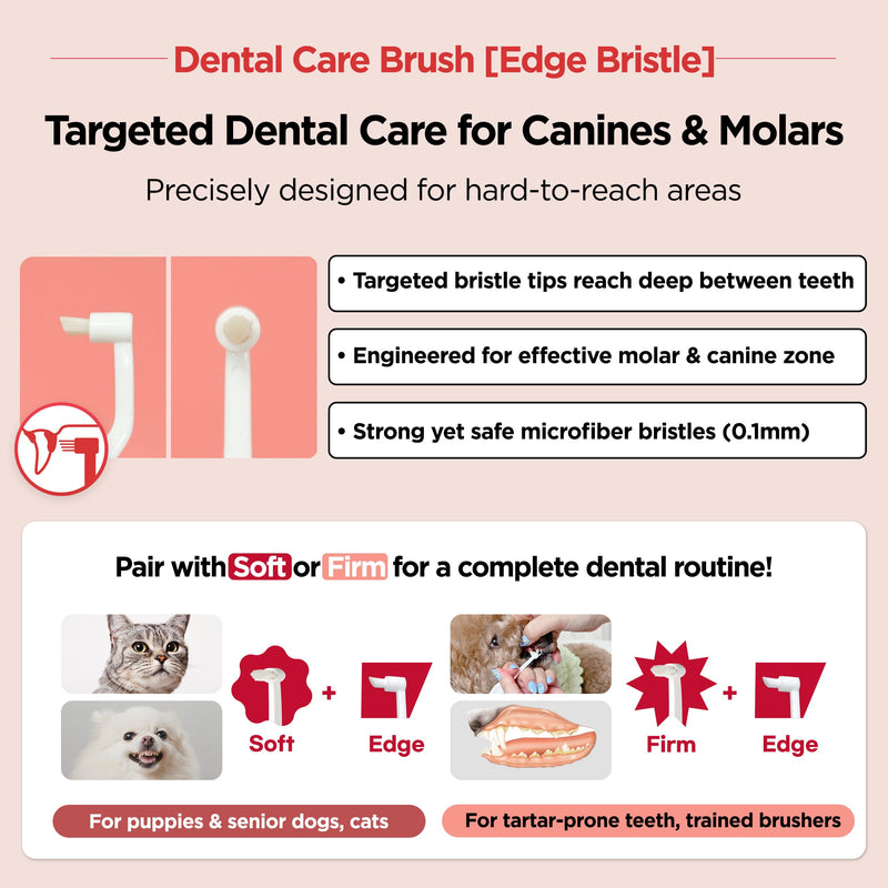 JAYU PET Dental Care Brush (Edge Bristles) 3ea - Micro Round Head Dog Toothbrush, Cat Toothbrush, Dental Care, Perfect for Kitten & Small Breed with End-tuft Diagonal-Shaped Bristle & Easy Grip Handle Edge Bristles 1 Count (Pack of 3)