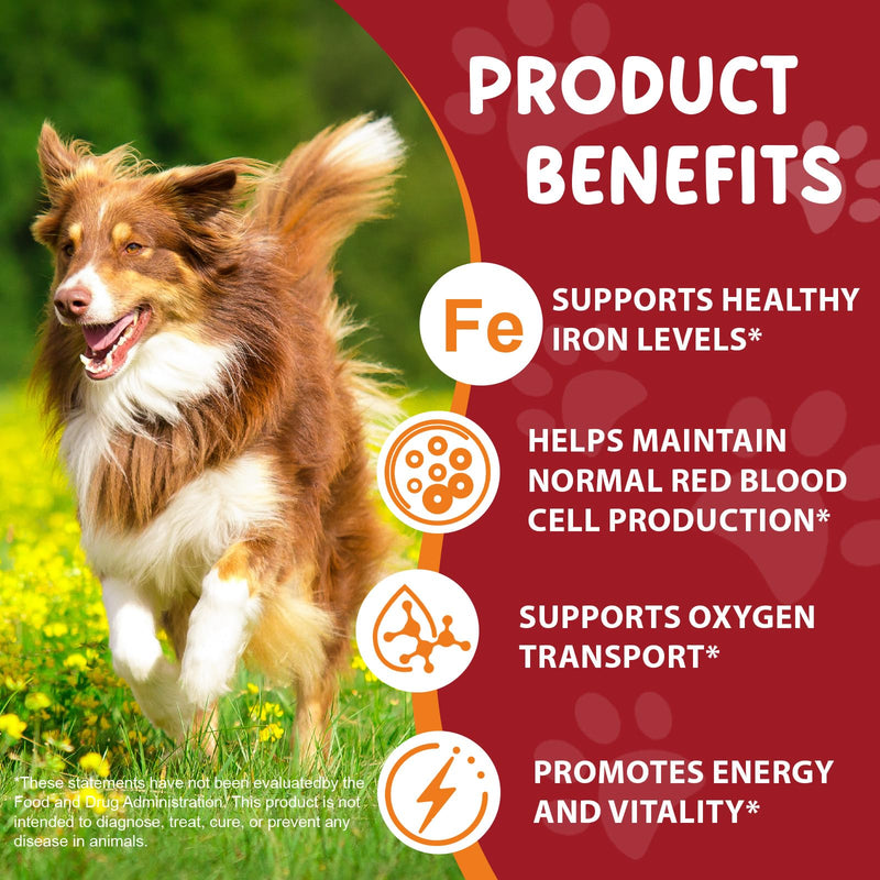 Liquid Iron Supplements for Dogs,LiquiI Iron Drops with Folate VC and B12,Supports Anemia, Low Enery Levels and Lethargy,Promotes Blood Health, Helps with Formation of Red Blood Cell- 2 fl.oz