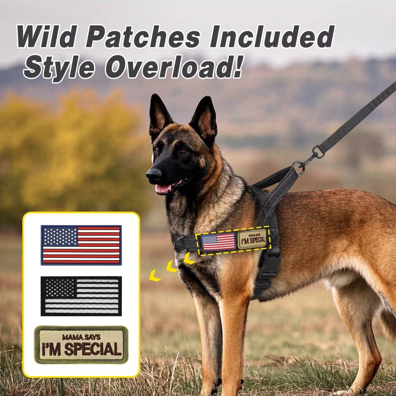 Forestpaw No Pull Dog Harness with Large Handle,Slip on Reflective Vest with Quick Release Buckle,Comfortable Flannel Lining for Medium Large Dogs Walking Training (Includes 3 Patches),Black M M: Chest 22-28", Fit 28-50 lbs Black - PawsPlanet Australia