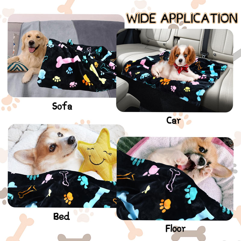 Rezutan Dog Blankets for 3 Pack Large Medium Pet Cat, Soft Fuzzy Washable Blanket, Comfort Flannel Suitable for Dogs Kennels & Beds, Sofas, Furniture, Gifts Puppy Essentials, 41 x 31 inch, Black Black(3 Pices） Large,41x31inch - PawsPlanet Australia