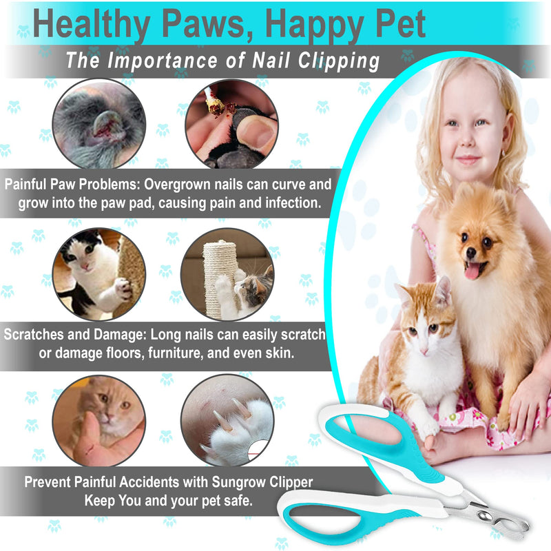 SunGrow Dog Nail Trimmer for Small and Medium Dogs, Cat Nail Claw Clipper, Non-Slip Handle, Professional Paw Grooming and Nail Care, Stainless Steel Blade - PawsPlanet Australia